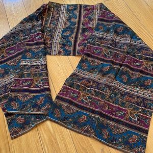 Liz Claiborne Paisley & Damask Magenta Blue & Golden Silk Scarf